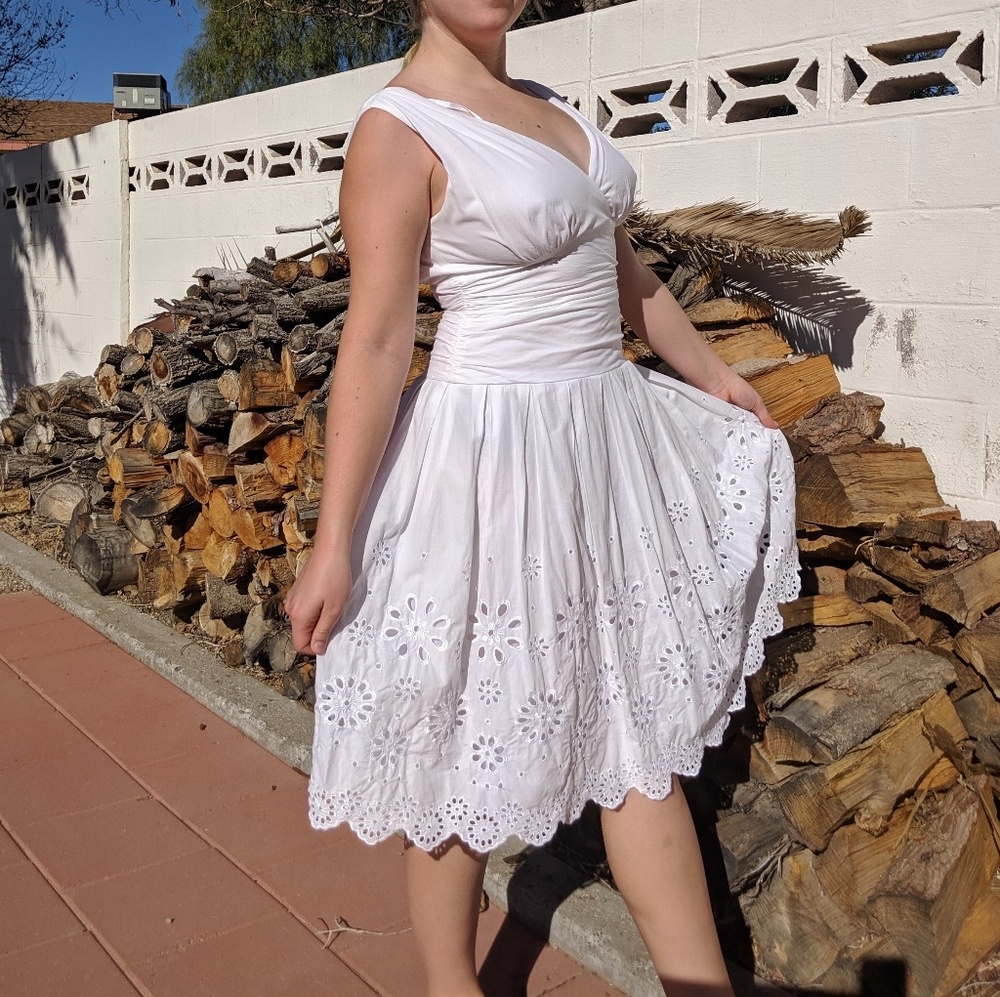 White sleeveless summer dress
